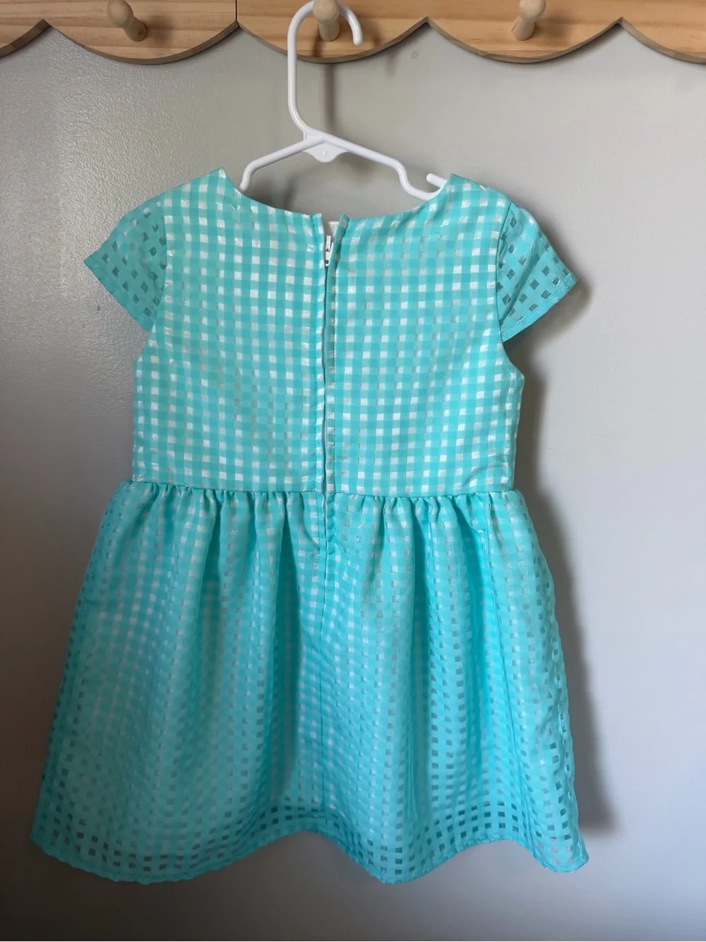 The Children’s Place Girls 4T Blue Gingham Jacquard Fit & Flare Bow Dress